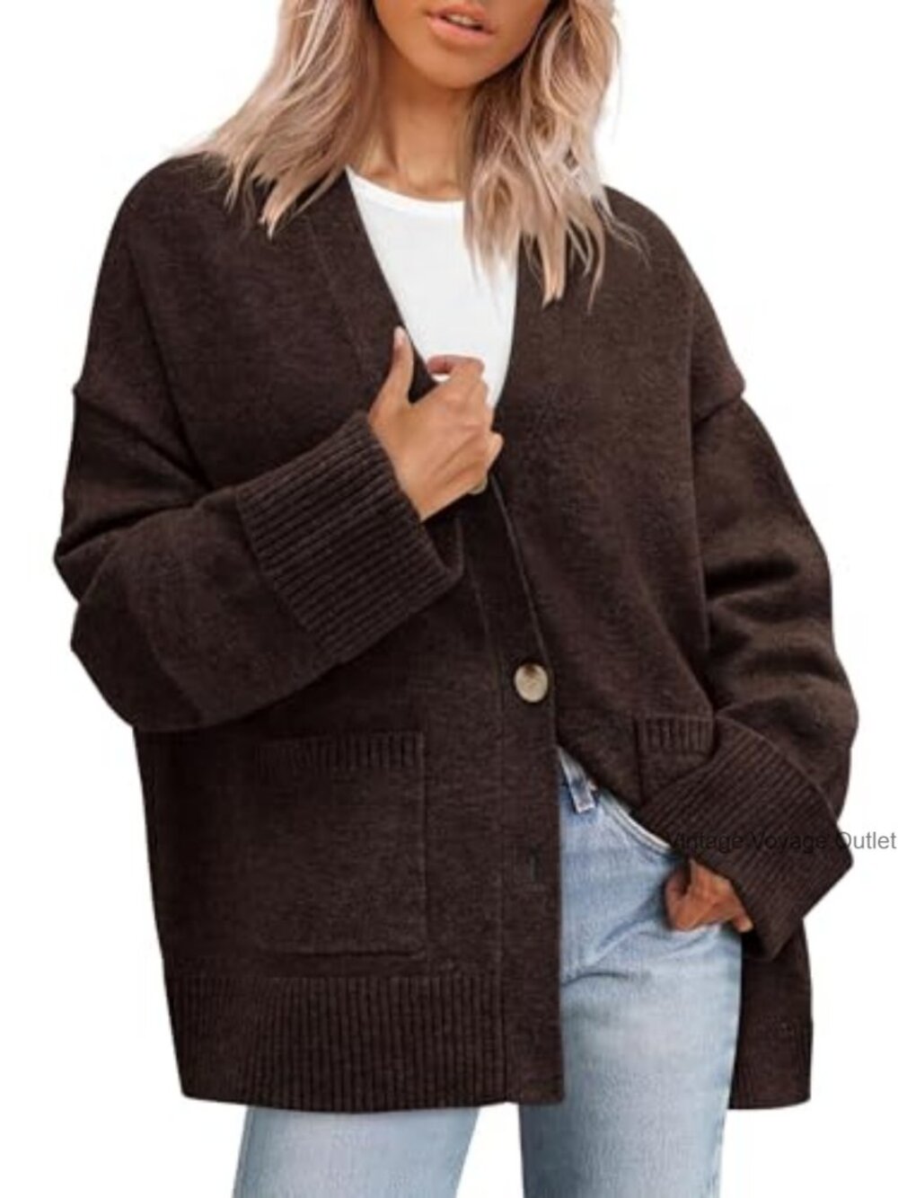PRETTYGARDEN Oversized Chunky Knit Cardigan Sweater with Pockets